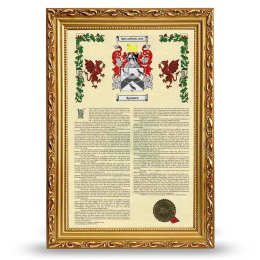 Apreece Armorial History Framed - Gold