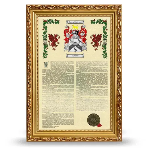 Apryce Armorial History Framed - Gold