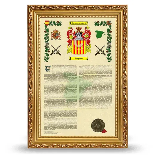 Aragone Armorial History Framed - Gold
