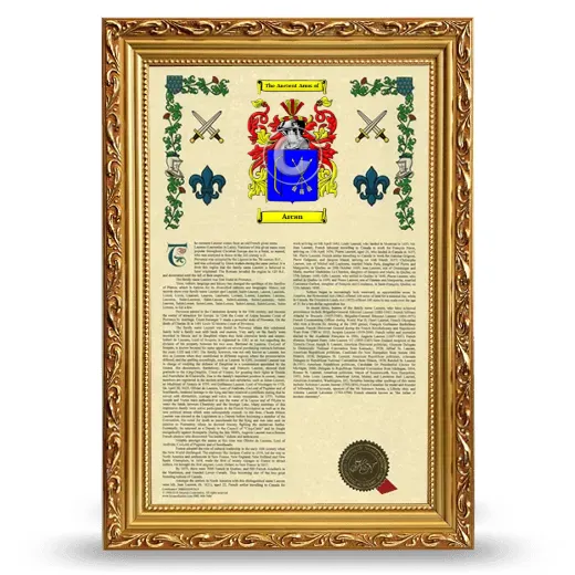 Arcan Armorial History Framed - Gold