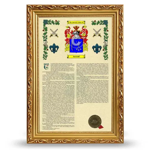 Arcand Armorial History Framed - Gold