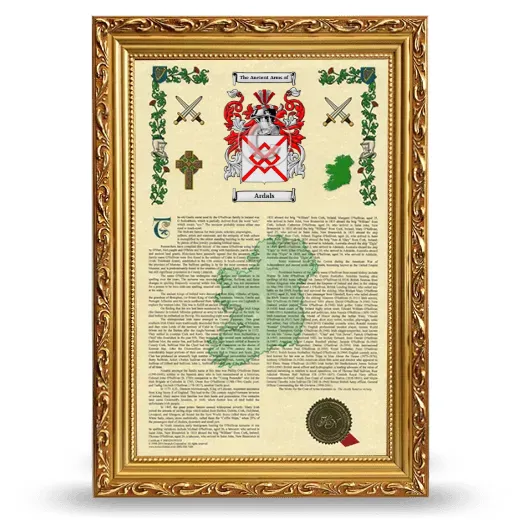 Ardals Armorial History Framed - Gold