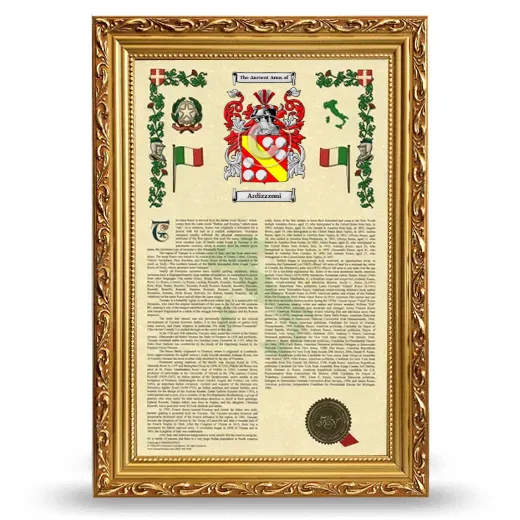 Ardizzzoni Armorial History Framed - Gold