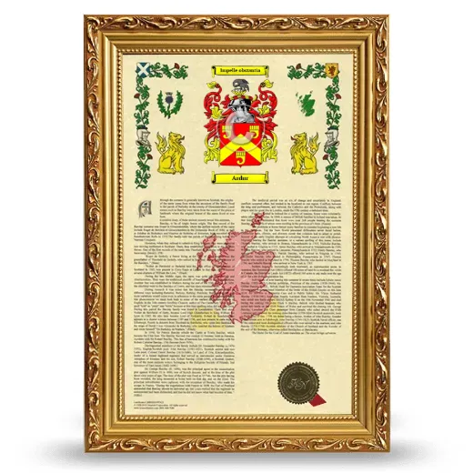 Ardur Armorial History Framed - Gold