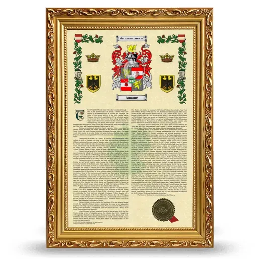 Armane Armorial History Framed - Gold