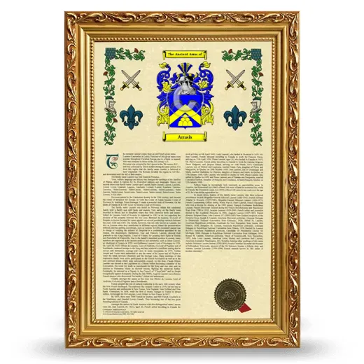 Arnais Armorial History Framed - Gold