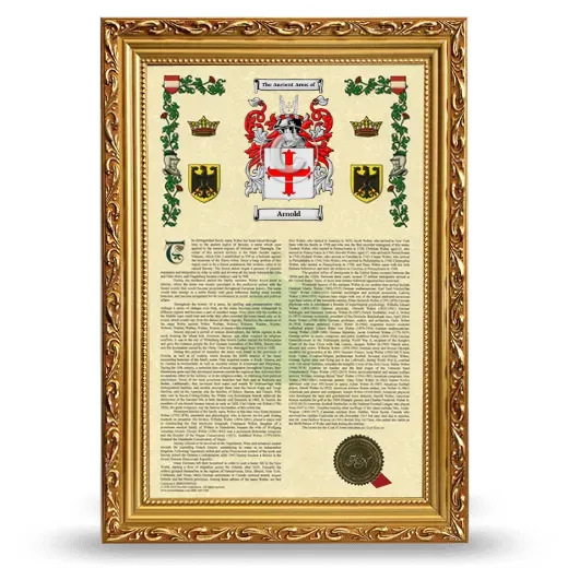 Arnold Armorial History Framed - Gold