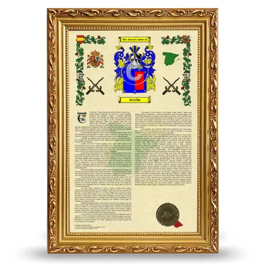 Arrelia Armorial History Framed - Gold
