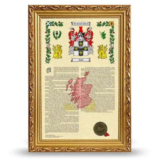 Arris Armorial History Framed - Gold