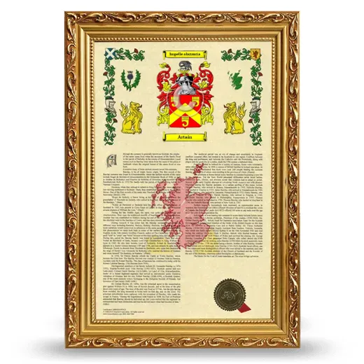 Artain Armorial History Framed - Gold