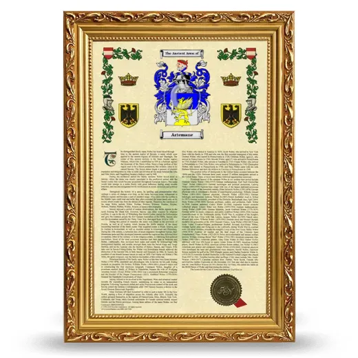 Artemane Armorial History Framed - Gold