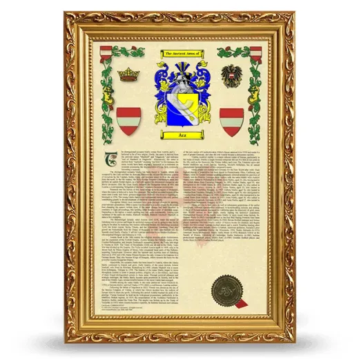 Arz Armorial History Framed - Gold