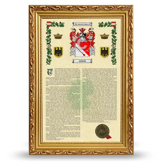 Asbeck Armorial History Framed - Gold