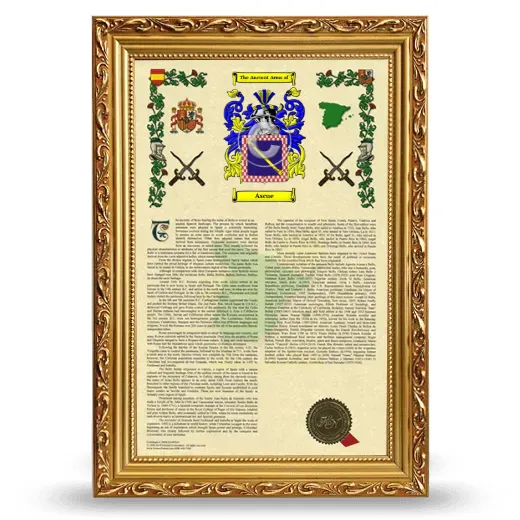 Ascue Armorial History Framed - Gold