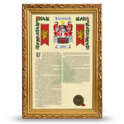 Ashwel Armorial History Framed - Gold