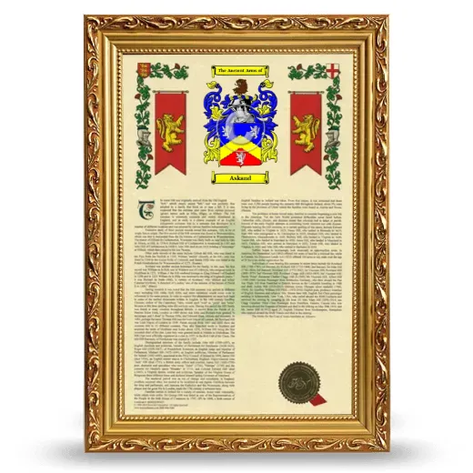 Askand Armorial History Framed - Gold