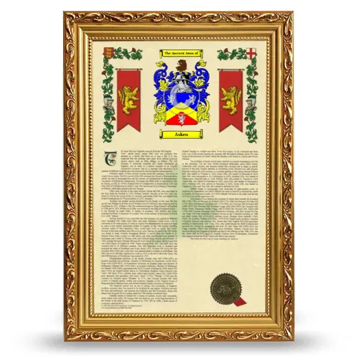 Asken Armorial History Framed - Gold
