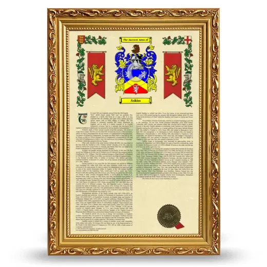 Askim Armorial History Framed - Gold