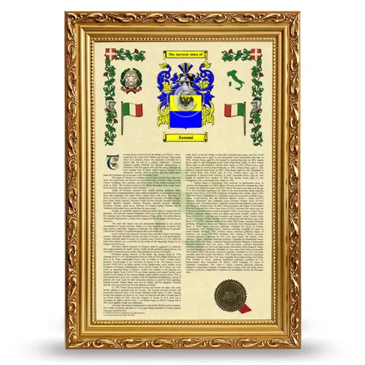 Assoni Armorial History Framed - Gold