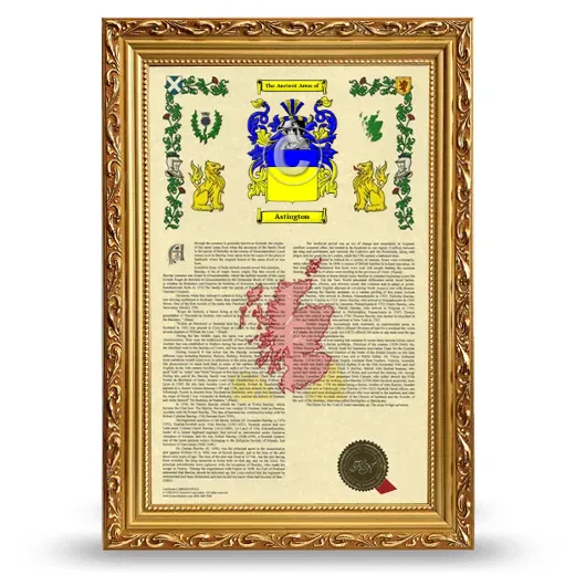 Astington Armorial History Framed - Gold