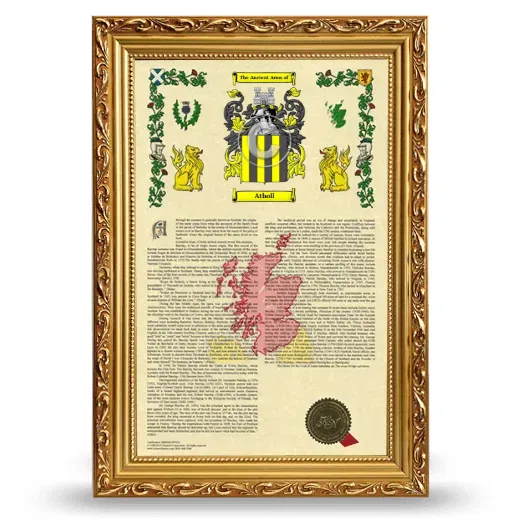 Atholl Armorial History Framed - Gold