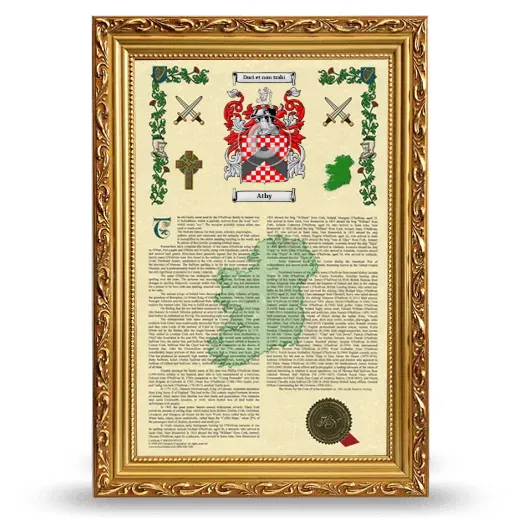 Athy Armorial History Framed - Gold