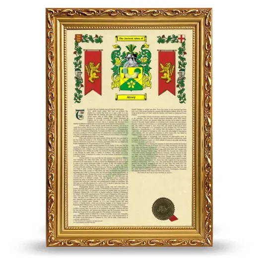 Atrey Armorial History Framed - Gold