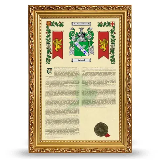 Aubind Armorial History Framed - Gold