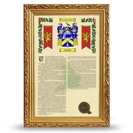 Auchard Armorial History Framed - Gold