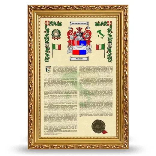 Audisio Armorial History Framed - Gold