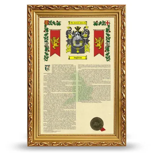Aughtan Armorial History Framed - Gold