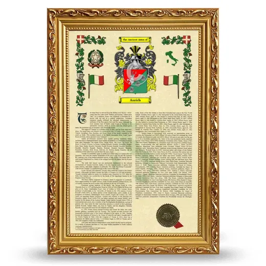 Aurich Armorial History Framed - Gold