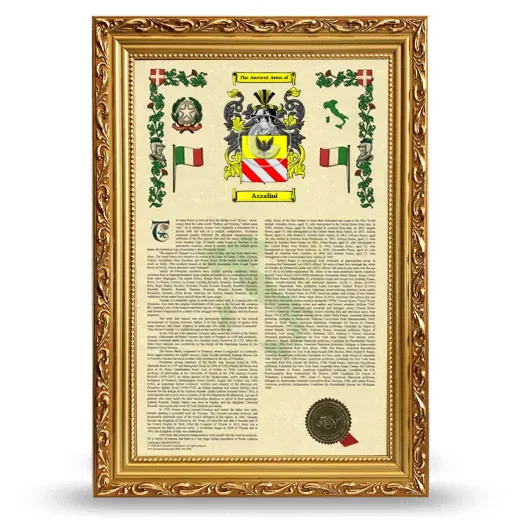 Azzalini Armorial History Framed - Gold