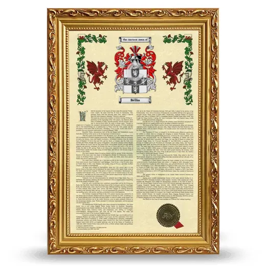 Béllin Armorial History Framed - Gold