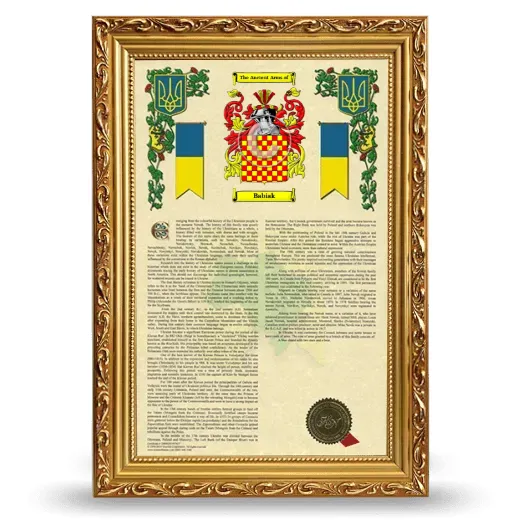 Babiak Armorial History Framed - Gold