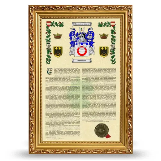 Bacckum Armorial History Framed - Gold