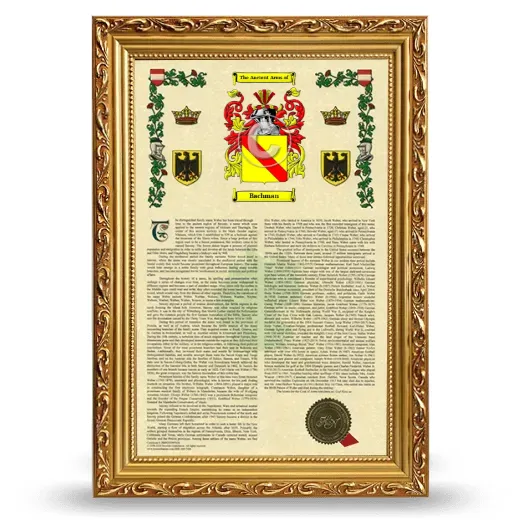 Bachman Armorial History Framed - Gold