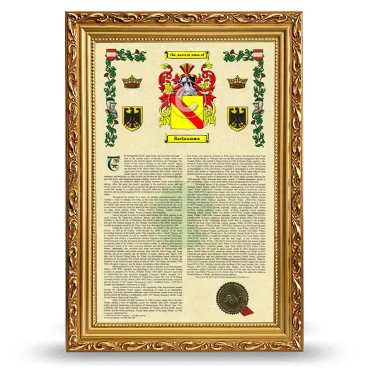 Bachmanns Armorial History Framed - Gold