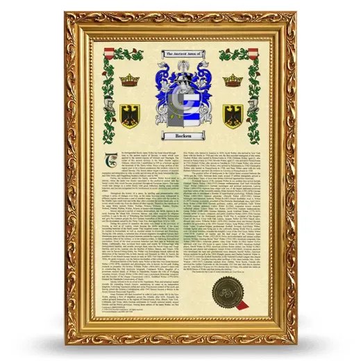 Backen Armorial History Framed - Gold