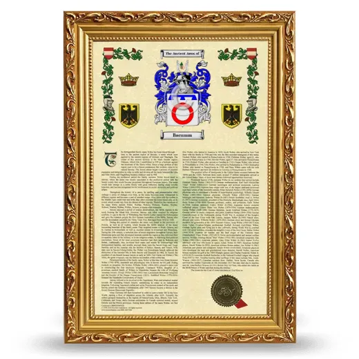 Bacumm Armorial History Framed - Gold