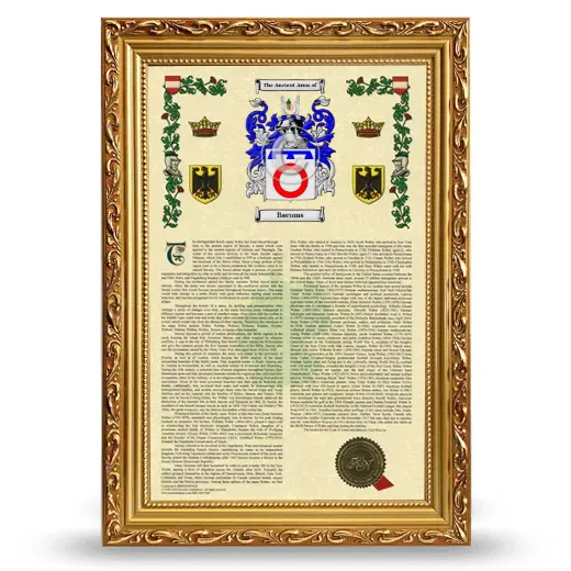 Bacums Armorial History Framed - Gold