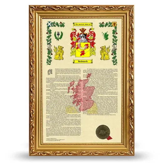 Badenach Armorial History Framed - Gold