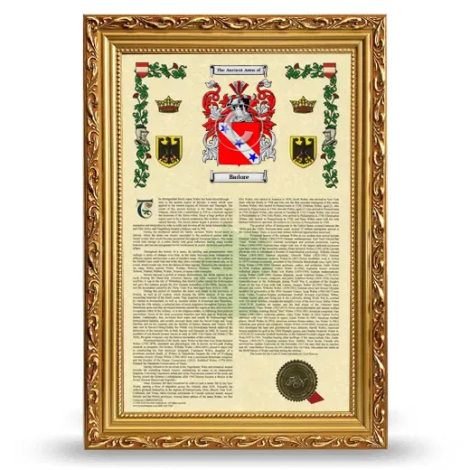 Badore Armorial History Framed - Gold