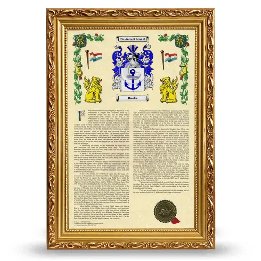 Baeks Armorial History Framed - Gold