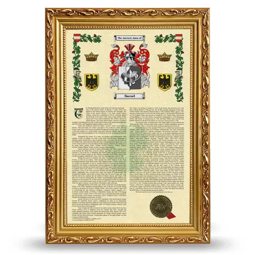 Baenel Armorial History Framed - Gold