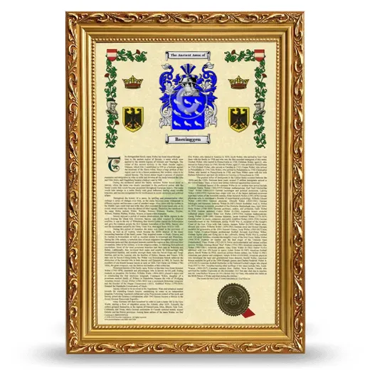 Baeringgen Armorial History Framed - Gold