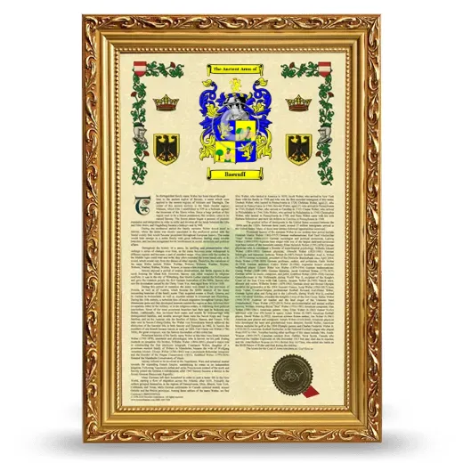Baeruff Armorial History Framed - Gold