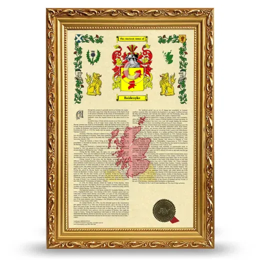 Baidenyke Armorial History Framed - Gold