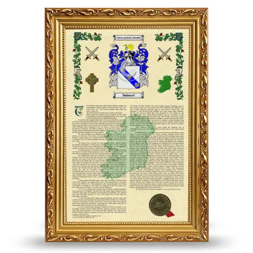 Bainard Armorial History Framed - Gold