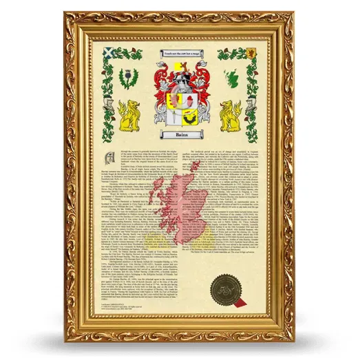 Bains Armorial History Framed - Gold